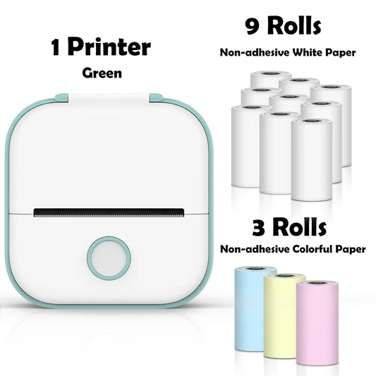 Portable Mini Printer Thermal Pocket Printer Self-Adhesive Stickers 