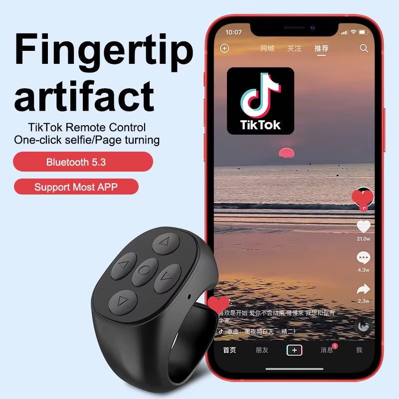 Bluetooth Tiktok Remote Control Ring Fingertip Controller