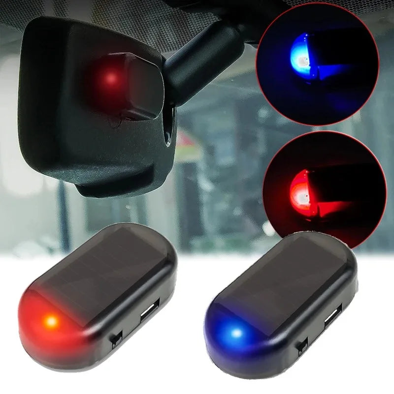 Solar Powered LED Flashing Imitation Car Security Light Wireless Warning Anti-Theft Caution Lamp